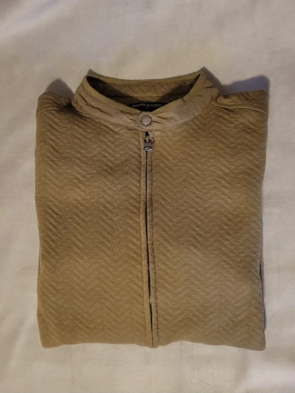 Banana Republic Herringbone Jacket Men's XL Olive Knit Bomber